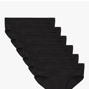 NWOT Hanes Girls Black Period Briefs Set of 6